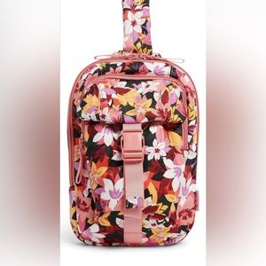 Vera Bradley Utility Sling Backpack Rosa Floral Belt Bag Cotton - BRAND NEW